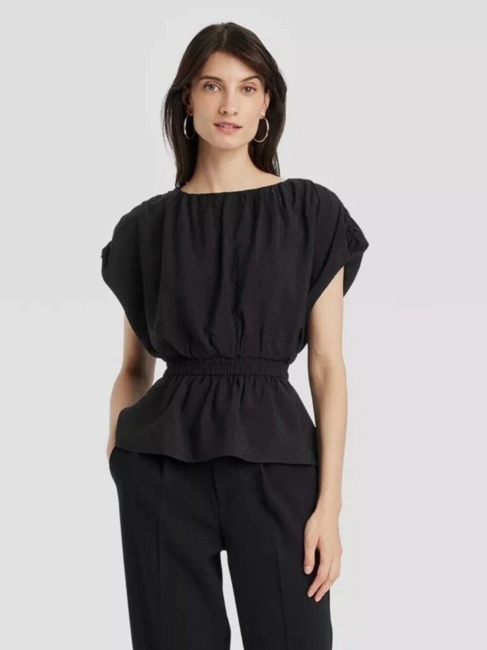NWT A New Day Cinched Black Women's Top Size M